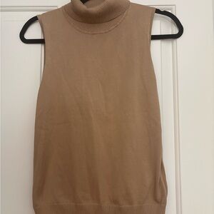 Cable & Gauge Tan Sleeveless Turtleneck Top